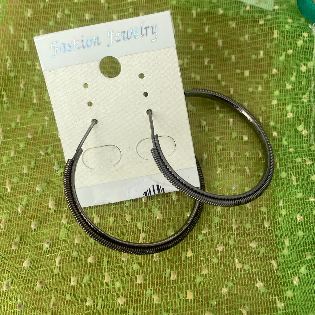 Oxidized Silver Color Hoops
